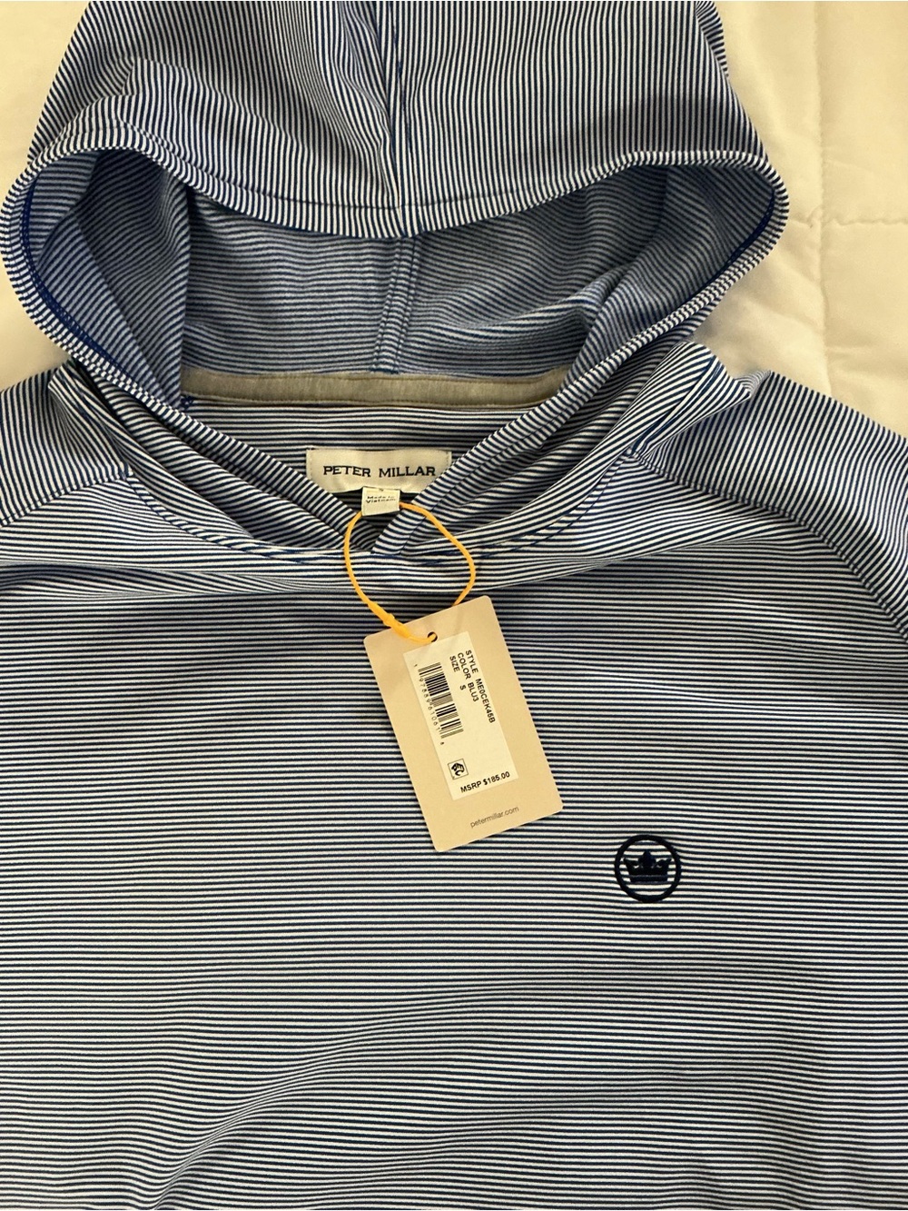 Peter Millar MicroStripe Hoodie [Royal Blue & White] Summer ‘26 Release NWT Smal